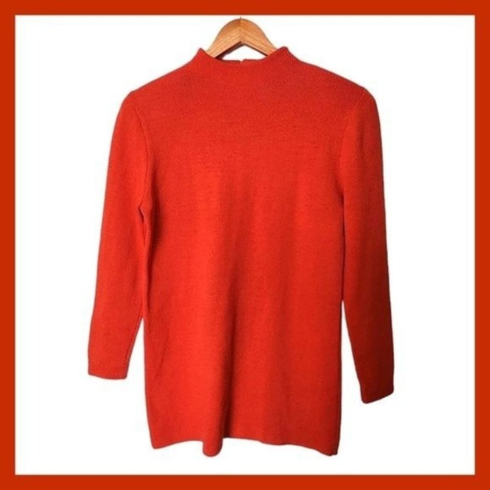 St. John Red Sweater Knit‎ Tunic High Neck size 4